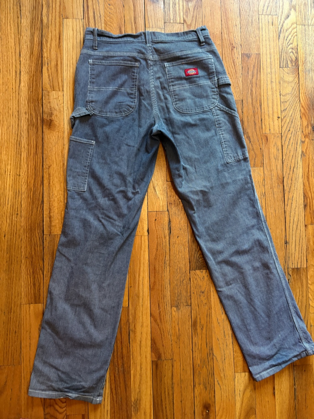 Women’s Dickies navy and white striped carpenter pants, light weight